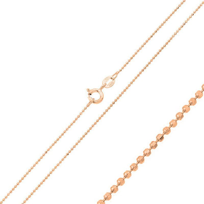 1 mm Rose Gold Plated DC Bead Chain Necklace Sterling Silver jewelry for women | VANDA Jewelry.