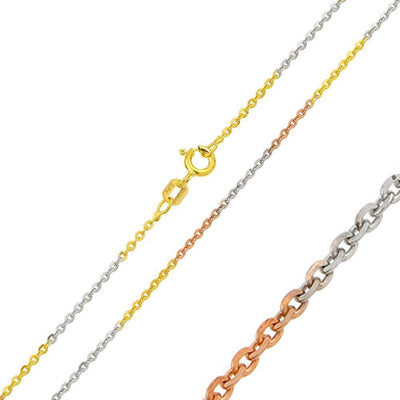 1.3 mm Tri-Color Plated DC Edge Rolo Chain Necklace Sterling Silver jewelry for women | VANDA Jewelry.
