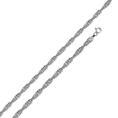 2 mm High Polished Singapore Chain Necklace Sterling Silver jewelry for women | VANDA Jewelry.
